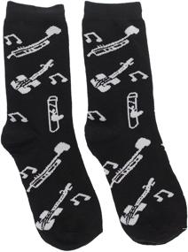 img 1 attached to 🎵 Playful Harmony: Girl's 3Pr Black White Music Notes, Piano Keys, Instruments Crew Socks
