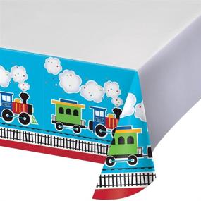 img 3 attached to 🚂 All Aboard Border Print Plastic Tablecover by Creative Converting -