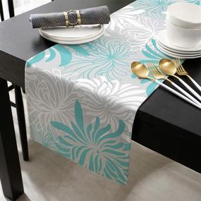 img 3 attached to Enhance Your Table Décor with PIEPLE Chrysanthemum 🌸 Runner: Small 13X36 Inches of Premium Cotton Linen Bliss