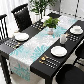 img 1 attached to Enhance Your Table Décor with PIEPLE Chrysanthemum 🌸 Runner: Small 13X36 Inches of Premium Cotton Linen Bliss