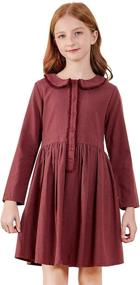 img 4 attached to SOLOCOTE Spring Sleeve Dresses Collar Girls' Clothing