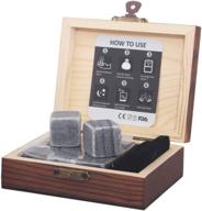 🎁 engraved wooden gift box with 9 whiskey stones - perfect christmas gift for whisky/bourbon drinker, dad, men, women - ideal birthday, father's day present - barleo malt° whiskey rocks gift set logo