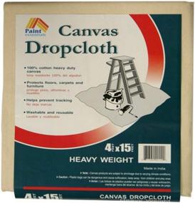 img 1 attached to 🎨 Protective Paint Must-Have: Paint Essentials Canvas Drop Cloth 4ft x 15ft HW415