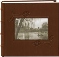 📷 pioneer embossed ivy frame leatherette cover photo album - brown, 4x6 logo