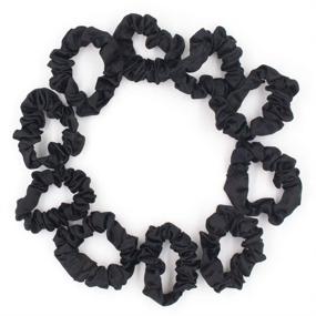 img 1 attached to SUSULU Set of 24 Black Satin Hair Scrunchies for Women - Elastic Hair Ties, 🎀 Small Hair Bobbles, Fabric Hair Bands, Ponytail Holder - Girls Hair Accessories: A Stylish and Versatile Collection