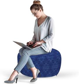 img 3 attached to 🔵 Ambesonne Navy Azure Blue Ottoman Pouf, Baroque Damask Floral Victorian Garden Inspired, Decorative Soft Foot Rest with Removable Cover for Living Room and Bedroom, Azure Blue