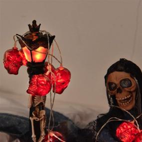 img 3 attached to 🎃 Illuminew 30 LED Halloween Skull String Lights: 8 Modes Fairy Lights with Remote for Outdoor Indoor Party Bar Halloween Decoration