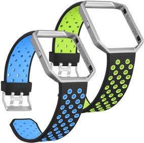 img 4 attached to SKYLET Fitbit Blaze Bands for Men Women - 2 Pack Sport Silicone Replacement Wristbands with Frame, Breathable & Compatible with Fitbit Blaze Smart Watch (Black)