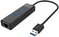 keymox usb 3.0 hub с гигабитным ethernet: 3 порта usb 3.0 и 1 порт ethernet, 10/100/1000 мбит/с, черный. логотип