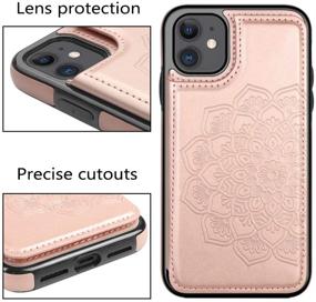 img 1 attached to 🌸 MMHUO iPhone 11 Case: Elegant Flower Magnetic Flip Wallet with Card Holder in Rose Gold