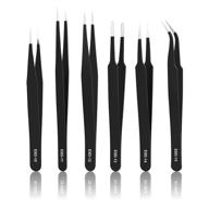 🔧 6 piece precision tweezers set - industrial, craft, and laboratory stainless steel kit for electronics, jewelry-making, soldering, and more logo