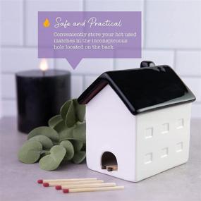 img 1 attached to 🏠 Match Striker House: Large 4x4 Ceramic Match Holder and Striker with Decorative Match Cloche, Designed in USA, Holds Matches for Candles, Bathroom Matches, and Any Cute Matches