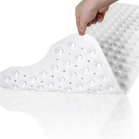 img 4 attached to 🛀 HOLY HIGH Shower Mat: Non Slip Bath Mat for Elderly & Kids with Strong Suction Cup & Drain Hole - Machine Washable Bathroom Mats, Smooth Surface