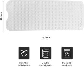 img 2 attached to 🛀 HOLY HIGH Shower Mat: Non Slip Bath Mat for Elderly & Kids with Strong Suction Cup & Drain Hole - Machine Washable Bathroom Mats, Smooth Surface