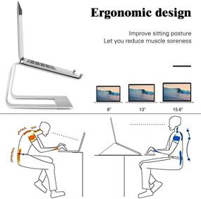 img 1 attached to NICEAO Aluminum Laptop Stand - Ergonomic Notebook Holder for Desk, Compatible 📱 with MacBook Air Pro/Lenovo/Dell/HP & More - 10-16 Inch PC Notebook Riser, Silver