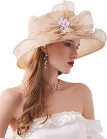 img 2 attached to 👒 ORIDOOR Women’s Organza Church Kentucky Derby Tea Party Wedding Fascinator Hat: Stylish UV-Anti Wide Brim Sun Protection