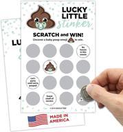 gaggle tree baby shower games: 28 lucky little stinker scratch off cards + gender neutral poop emoji raffle tickets for door prizes, lottery, ice breaker & decorations logo