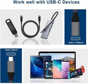 img 2 attached to 🔌 Набор из 2 удлинительных кабелей USB Type C 0.65FT - адаптер USB-C 3.1 Gen2 10Gbps женский в мужской USBC, совместимый с Thunderbolt 3 - удлинительный кабель для Nintendo Switch, MacBook Pro, MacBook Air, Surface Go, Oculus Quest Link