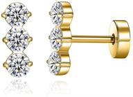 women's stainless steel tragus helix stud earrings - 316l barbell piercing jewelry by gnoliew logo