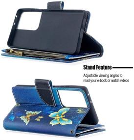 img 3 attached to Samsung Galaxy S21 5G Case: Premium PU Leather 📱 Wallet Case with Kickstand, Card Slots, Wrist Strap - Dark Blue