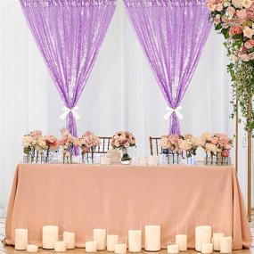 img 2 attached to Lavender Sequin Curtains 2 Panels 2FTx8FT Baby Shower Backdrop Lilac Glitter Backdrop Sequin Backdrop For Wedding
