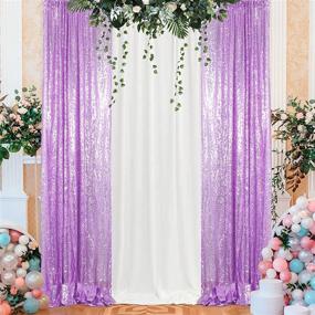 img 4 attached to Lavender Sequin Curtains 2 Panels 2FTx8FT Baby Shower Backdrop Lilac Glitter Backdrop Sequin Backdrop For Wedding