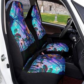 img 3 attached to Rick Cool Morty Car Seat Covers Set Vehicle Front Seat Protector Auto Interior Accessories Protetors Car Mat Covers Universal Fit Most Car SUV Van Truck Front Bench Protection