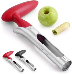 img 4 attached to Simple Craft Apple Corer - Stainless Steel Core Remover for Apples & Pears- Red