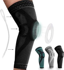 img 4 attached to 💪 Pro Knee Brace Compression Sleeve - Premium Full Leg Sleeves for Men and Women, Patella Gel Pads & Side Stabilizers, Ideal for Running, Meniscus Tears, Arthritis & Joint Pain Relief