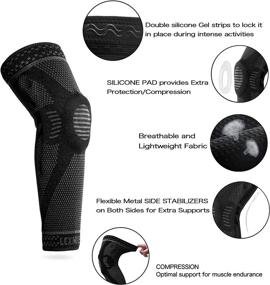 img 1 attached to 💪 Pro Knee Brace Compression Sleeve - Premium Full Leg Sleeves for Men and Women, Patella Gel Pads & Side Stabilizers, Ideal for Running, Meniscus Tears, Arthritis & Joint Pain Relief