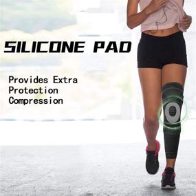 img 3 attached to 💪 Pro Knee Brace Compression Sleeve - Premium Full Leg Sleeves for Men and Women, Patella Gel Pads & Side Stabilizers, Ideal for Running, Meniscus Tears, Arthritis & Joint Pain Relief