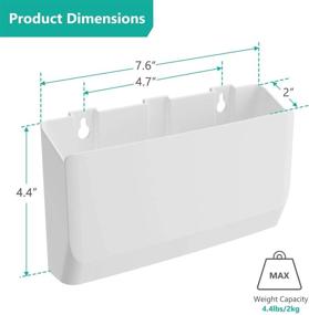 img 3 attached to 📱 WALI Universal Remote Control Holder, 8 Inch Hole-Free Organizer Storage Box Mount Caddy for 3 or 4 Media Controls (WMH002-W), Pack of 2, White