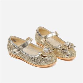 img 1 attached to Toddler Princess Toddlers Rhinestone Ballerina（Gold Girls' Shoes and Flats