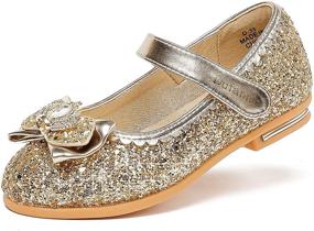 img 4 attached to Toddler Princess Toddlers Rhinestone Ballerina（Gold Girls' Shoes and Flats