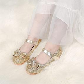 img 3 attached to Toddler Princess Toddlers Rhinestone Ballerina（Gold Girls' Shoes and Flats