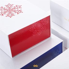 img 3 attached to Premium Collapsible Christmas Gift Boxes with Magnetic Closure - PACKQUEEN 2 Holiday Gift Boxes, 9.5x7x4 Inches, Sturdy & Stylish - Perfect for Gift Packaging (Red Snowflake Pattern Included)