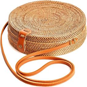 img 2 attached to 👜 Women's Handmade Rattan Bags - Stylish Handbags, Wallets, and Crossbody Bags for Women