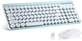 img 4 attached to 💻 SurnQiee Wireless Keyboard and Mouse Combo, 2.4GHz Slim Ergonomic Quiet Keyboard and Mouse with Round Keys for Windows, Laptop, PC, Notebook, Non-Mute (Cyan)