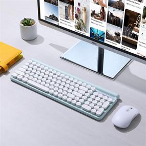 img 3 attached to 💻 SurnQiee Wireless Keyboard and Mouse Combo, 2.4GHz Slim Ergonomic Quiet Keyboard and Mouse with Round Keys for Windows, Laptop, PC, Notebook, Non-Mute (Cyan)