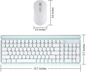 img 1 attached to 💻 SurnQiee Wireless Keyboard and Mouse Combo, 2.4GHz Slim Ergonomic Quiet Keyboard and Mouse with Round Keys for Windows, Laptop, PC, Notebook, Non-Mute (Cyan)