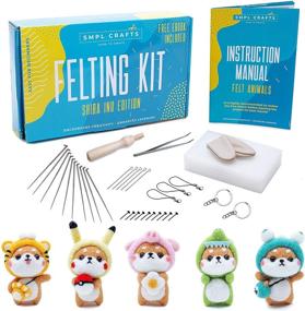 img 4 attached to 🧵 SMPL Crafts Needle Felting Starter Kit - Create 5 Wool Felt Animals with Keychains, Phone Lanyards, Needles, Wood Felt Tool, Mat, Finger Cots & Instructions - Perfect for Beginners and Kids