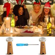 🍷 wine bottle lights with cork - cooo 2 lamp sets, 20 led fairy lights, battery operated diy room party christmas halloween wedding birthday dinner bar decor - warm white логотип