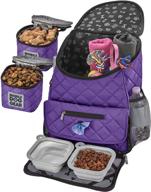 🐶 dog travel bag: mobile dog gear deluxe quilted weekender backpack with lined food carriers and 2 collapsible dog bowls logo