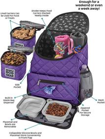 img 2 attached to 🐶 Dog Travel Bag: Mobile Dog Gear Deluxe Quilted Weekender Backpack with Lined Food Carriers and 2 Collapsible Dog Bowls