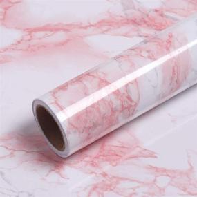 img 4 attached to 🔲 VEELIKE Pink Marble Contact Paper: 15.74x118.11in Removable Self-Adhesive Wallpaper for Countertops, Tables, Cabinets - Waterproof & Easy to Apply