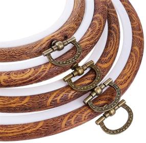 img 3 attached to 🧵 Набор из 4 кольцев обруча для вышивки Caydo: имитация деревянной рамки для искусства, ремесел, шитья и подвешивания