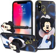 📱 hikerclub galaxy a10 phone case: cute 3d cartoon mickey minnie mouse soft silicone cover with pop out phone stand grip holder and neck strap lanyard (blue, a10) logo