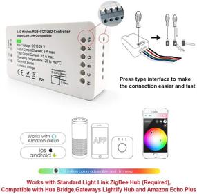 img 3 attached to 🏠 GIDERWEL Умный домашний контроллер для светодиодных лент Zigbee - RGBCCT с возможностью регулировки яркости, совместим с мостом Hue и Alexa Echo Plus, поддерживает Lightify Hub для управления через приложение и голосовое управление, подключение 6-проводной RGB ленты холодного белого и тёплого белого света.