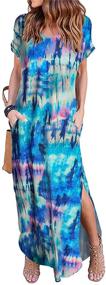 img 3 attached to V Neck Pocket Casual Side Split Beach Maxi Dress for Women with Short Sleeves