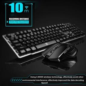 img 2 attached to 🎮 Enhanced Gaming Experience: 2.4G Wireless Mechanical Keyboard with Hand Feel Ergonomics, 1600DPI Optical Mouse, and Mice Pad - Black (No Backlit) for Laptop PC Smart TV MacBook